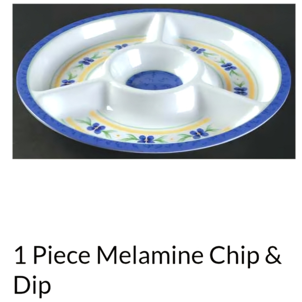 🌼 Pfaltzgraff Summer Breeze Melamine Chip & Dip Tray – Divided 1-Piece